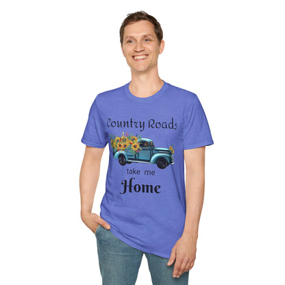 Country Roads take me Home Blue Truck T-Shirt