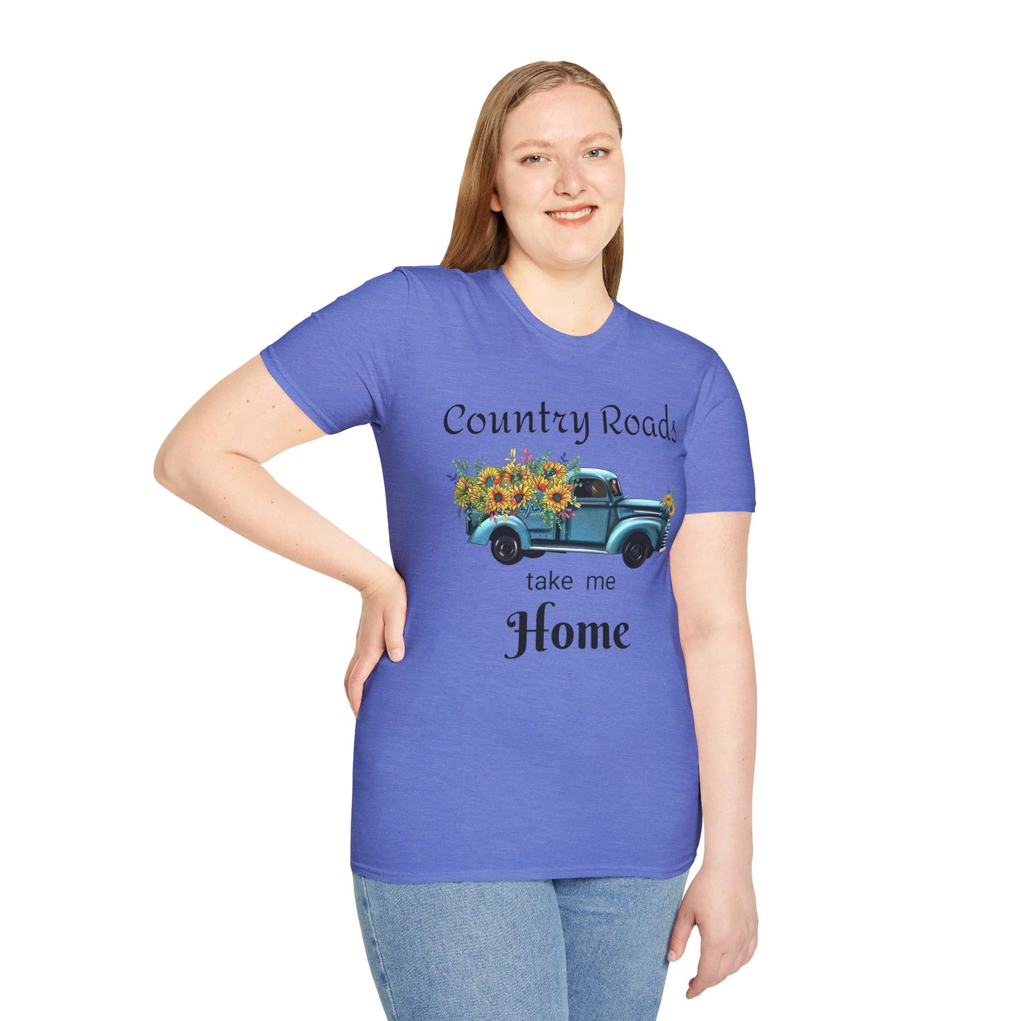 Country Roads take me Home Blue Truck T-Shirt