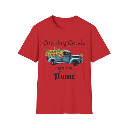 Country Roads take me Home Blue Truck T-Shirt