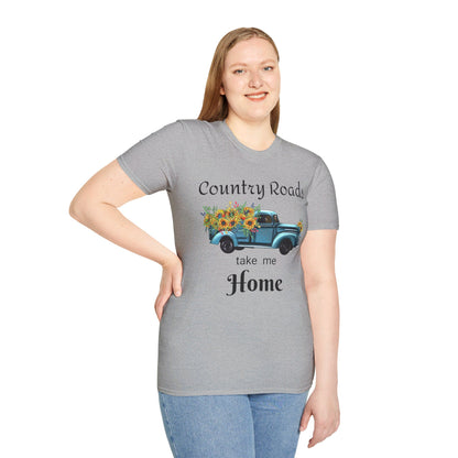 Country Roads take me Home Blue Truck T-Shirt