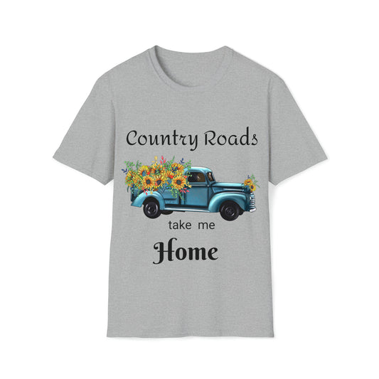 Country Roads take me Home Blue Truck T-Shirt