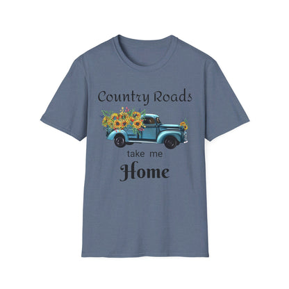 Country Roads take me Home Blue Truck T-Shirt