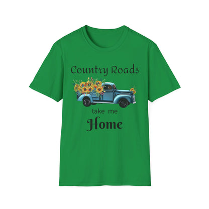 Country Roads take me Home Blue Truck T-Shirt