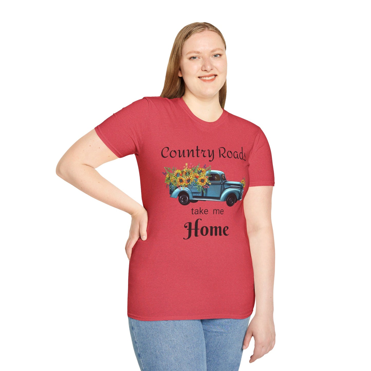 Country Roads take me Home Blue Truck T-Shirt