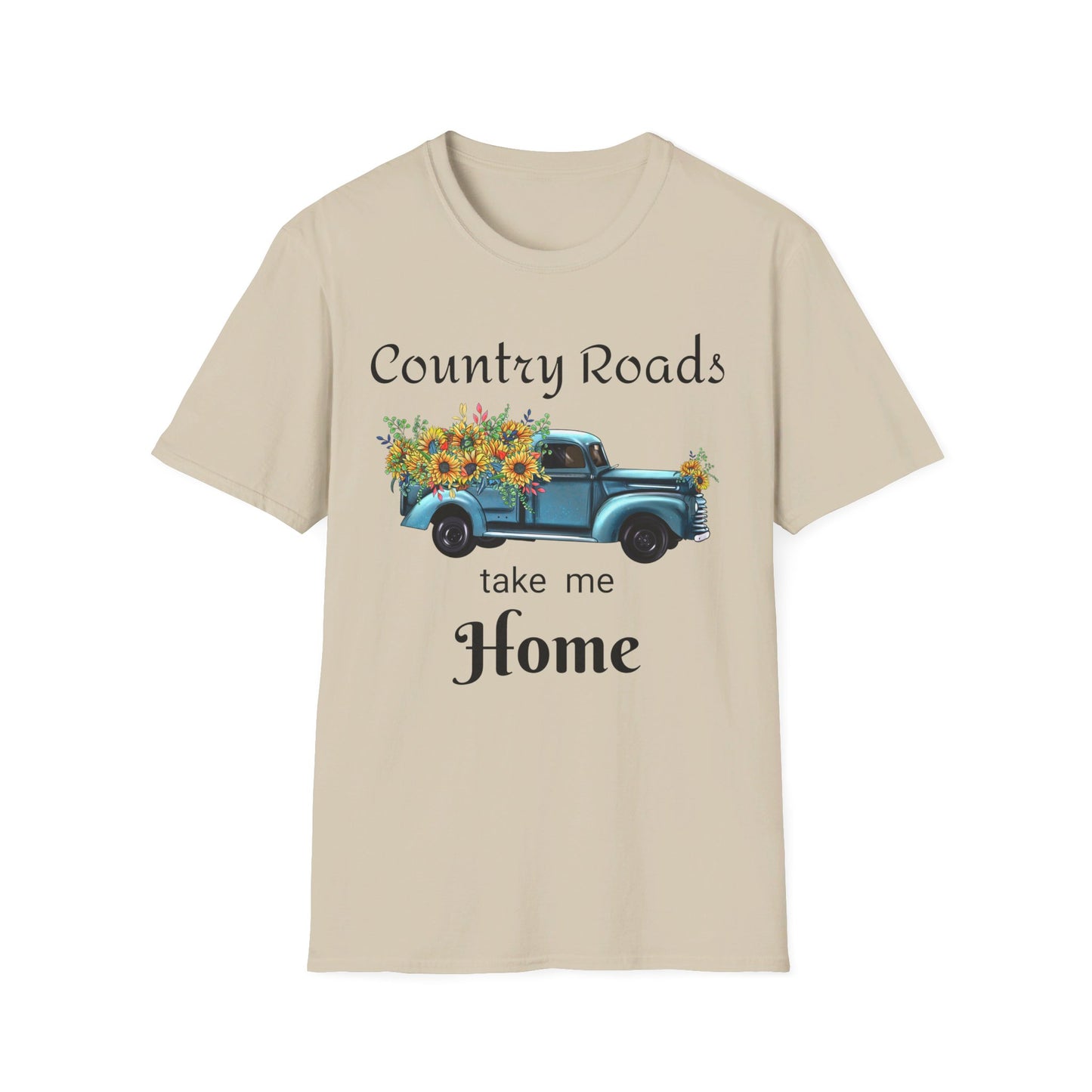 Country Roads take me Home Blue Truck T-Shirt