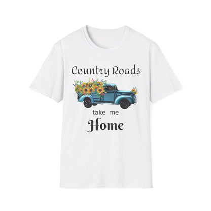 Country Roads take me Home Blue Truck T-Shirt