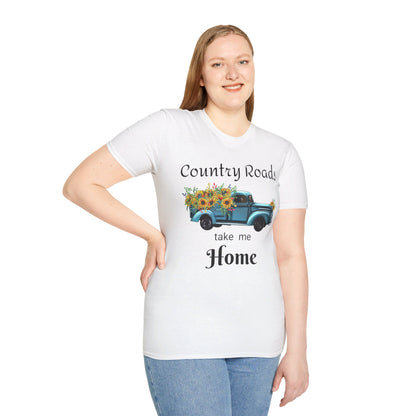 Country Roads take me Home Blue Truck T-Shirt