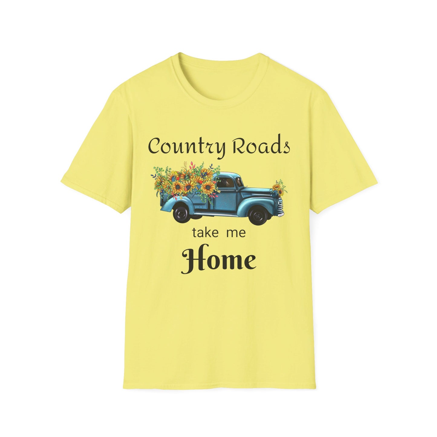 Country Roads take me Home Blue Truck T-Shirt