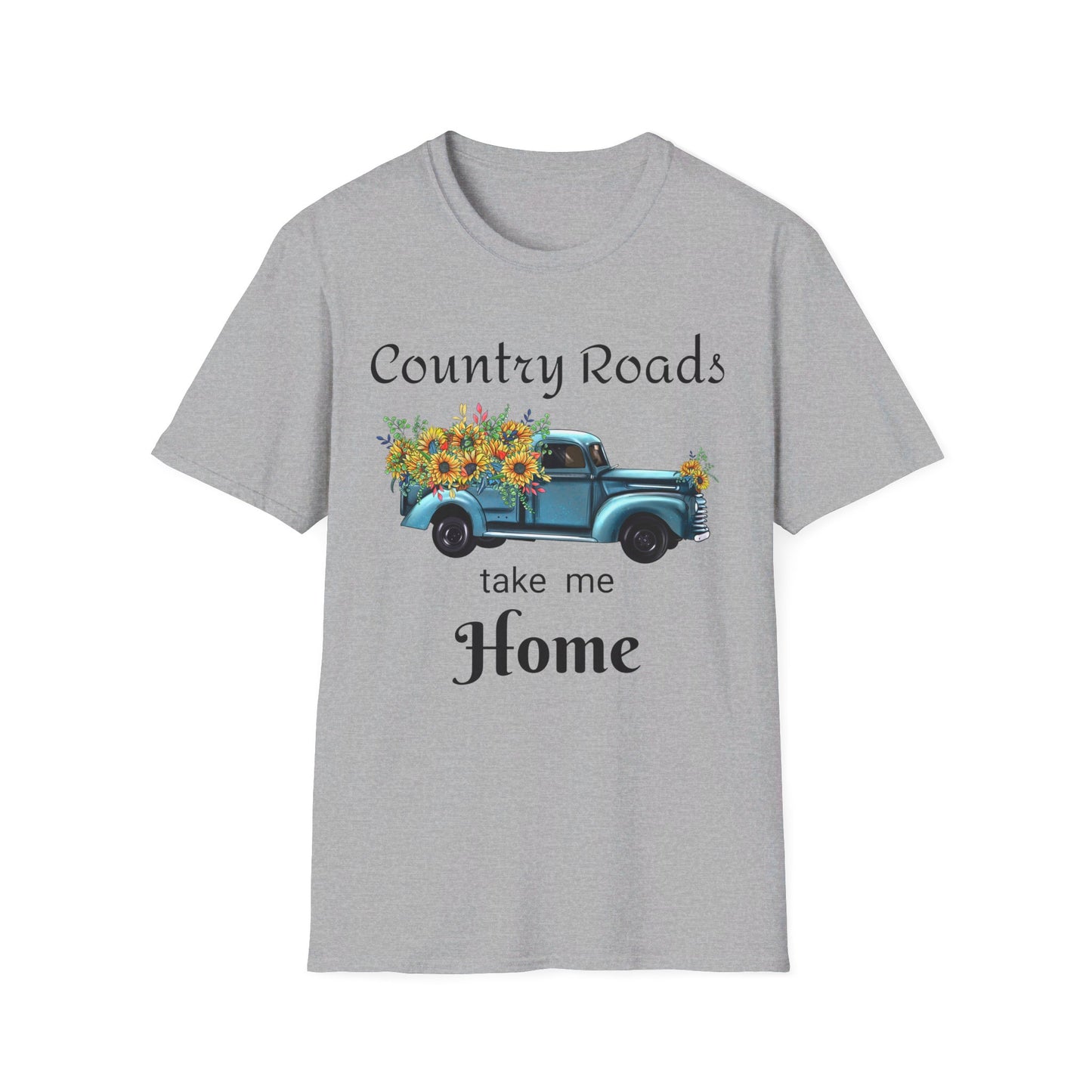 Country Roads take me Home Blue Truck T-Shirt